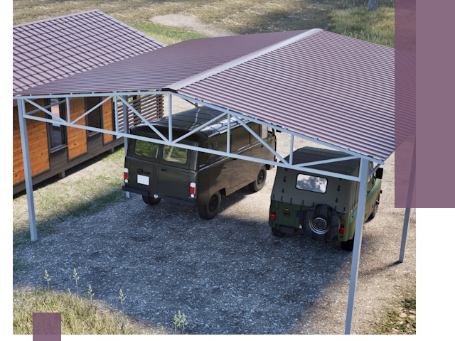 Двускатные навесы под ключ в Химках — изготовление и монтаж